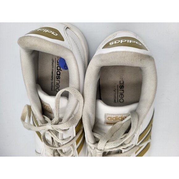 Adidas Cloudfoam Advantage Women’s White/Gold 3 Stripe Shoes Size 9 US - Picture 8 of 11